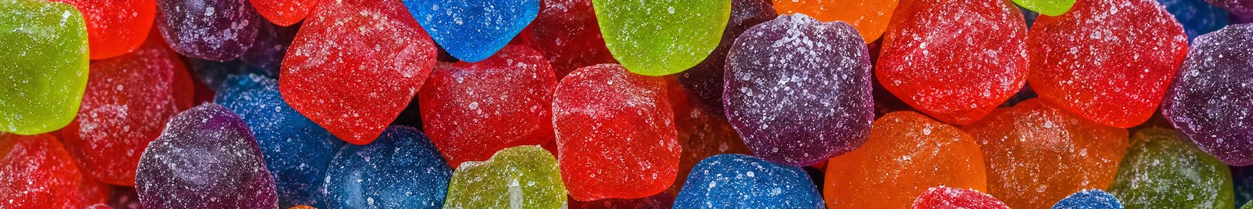 Real fruit gummies seen through the window on the Elevated Edible Essentials pouch
